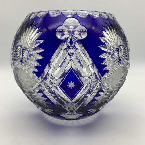 Large Cobalt Blue ‘Cut to Clear’ Bohemian Crystal Vase
