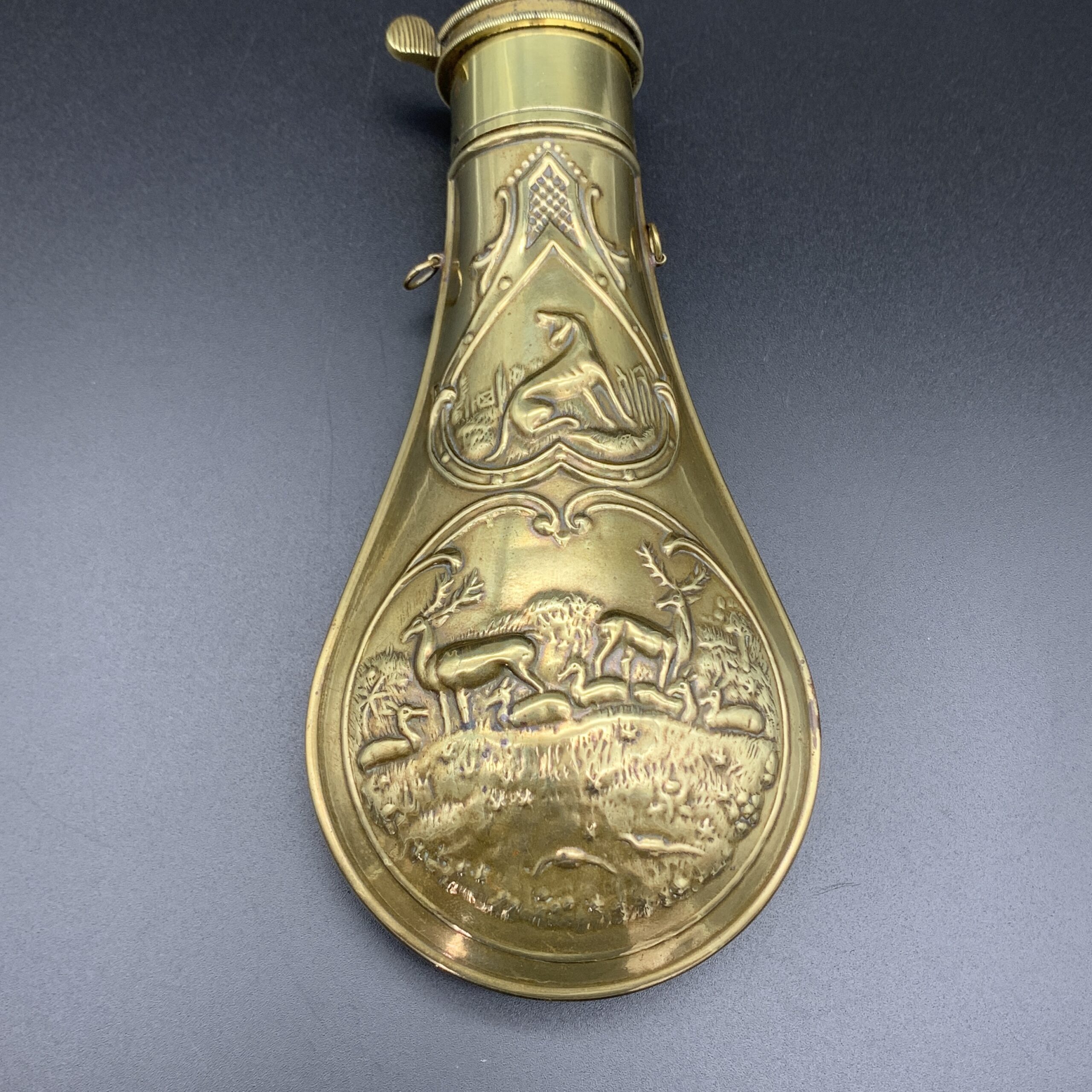 Antique Brass Powder Flask - Image 2