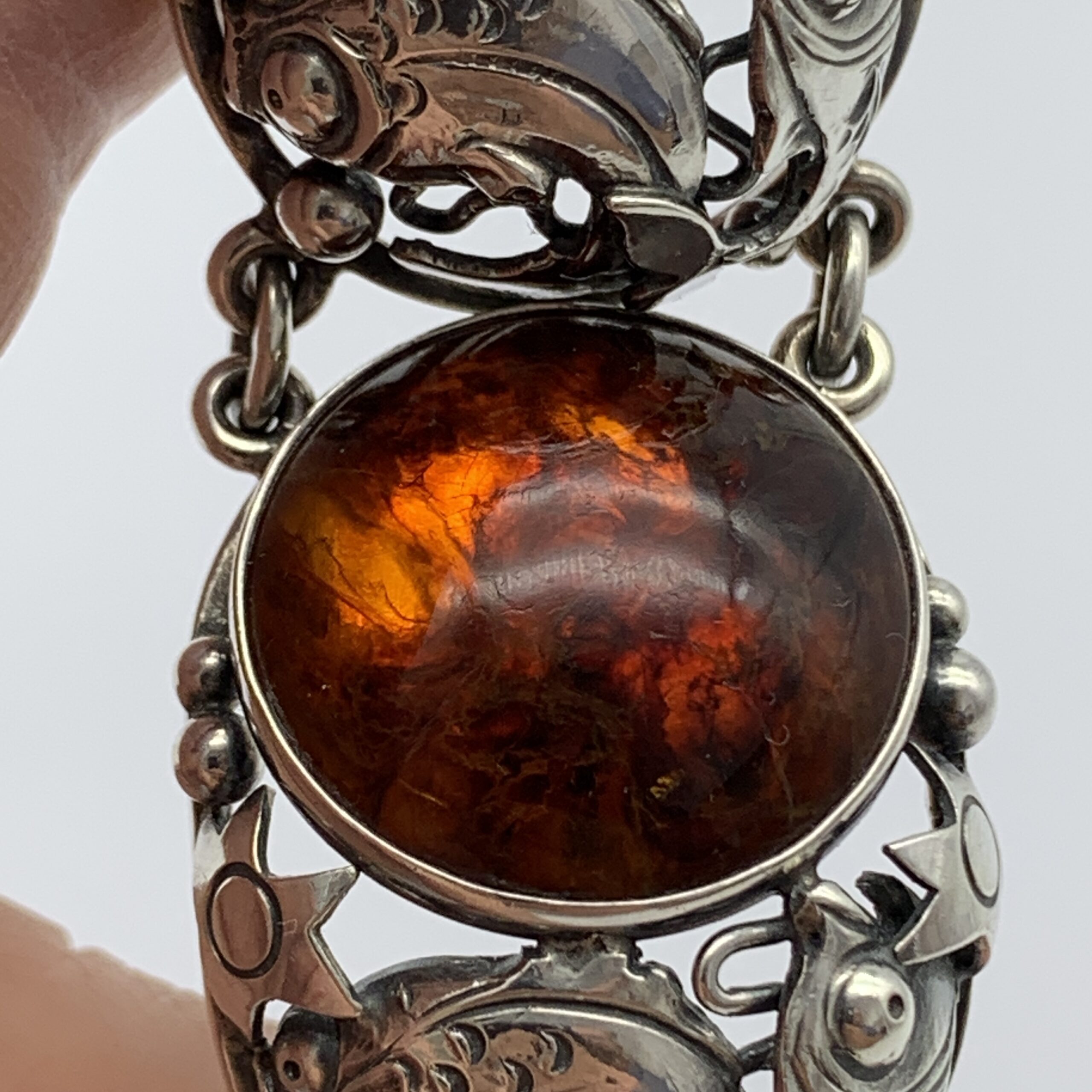 Danish Sterling Silver & Amber Bracelet (Niels E. From) - Image 4