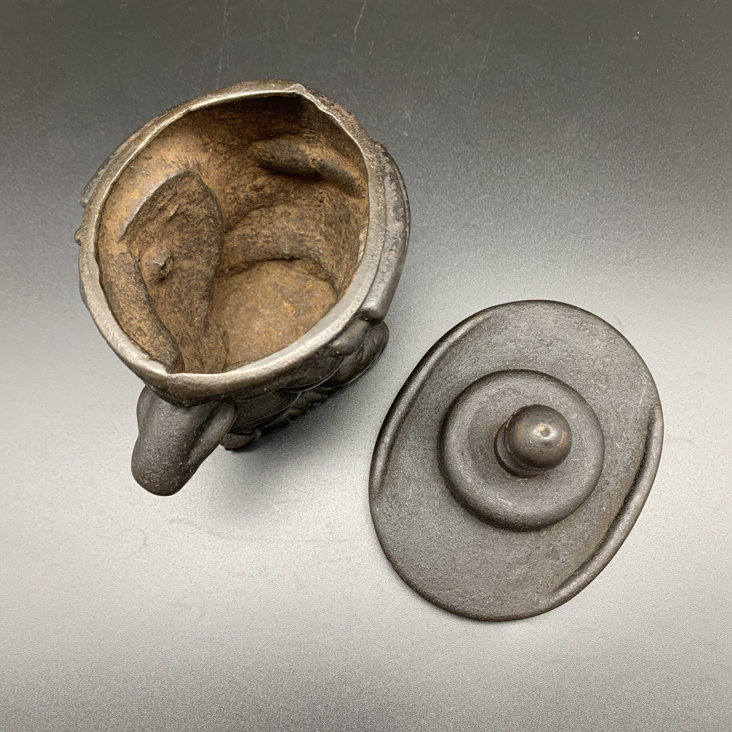 Antique Cast Iron ‘Mr. Punch’ Tobacco Jar - Image 3