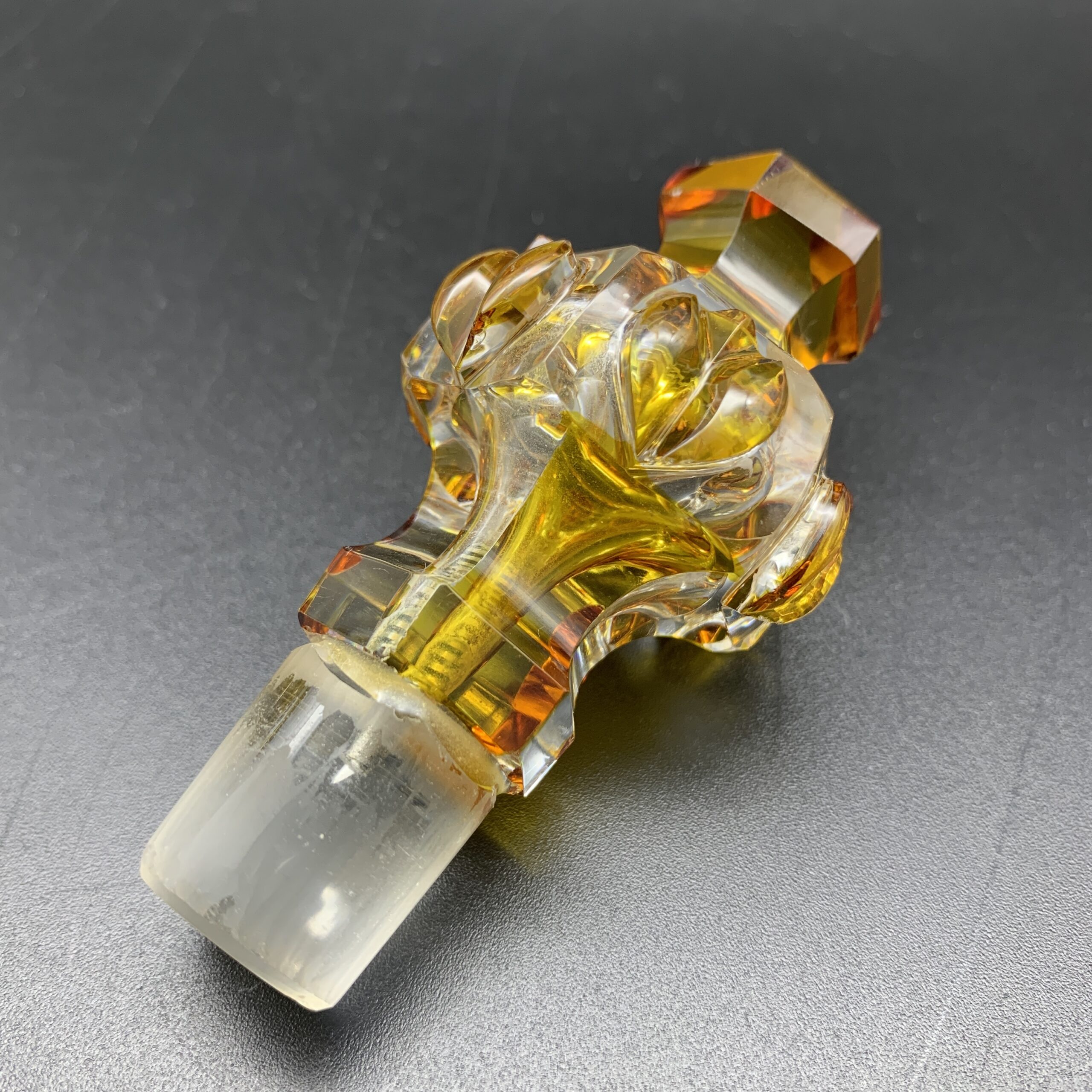 Victorian Amber Cut-Crystal Perfume Bottle - Image 5
