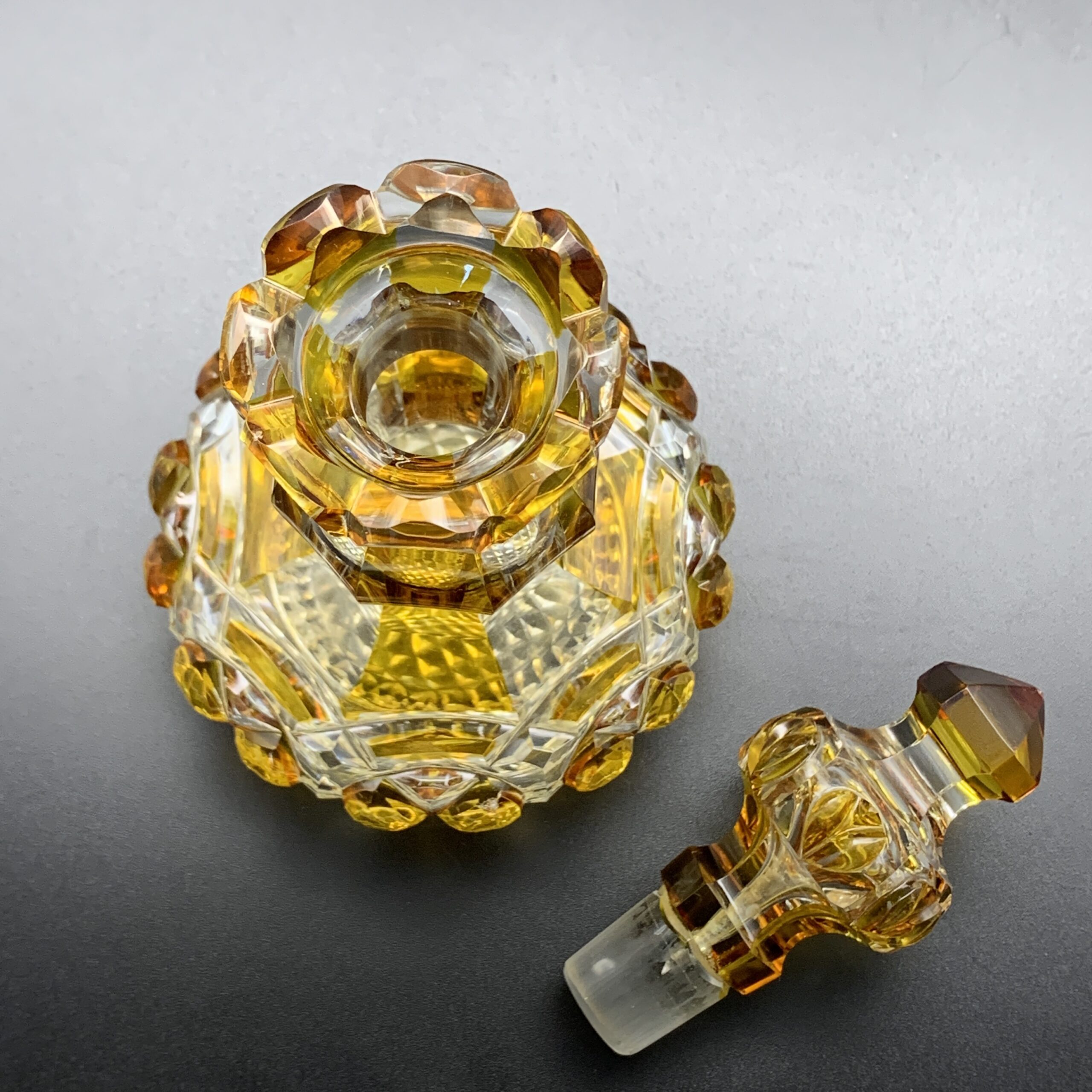Victorian Amber Cut-Crystal Perfume Bottle - Image 3