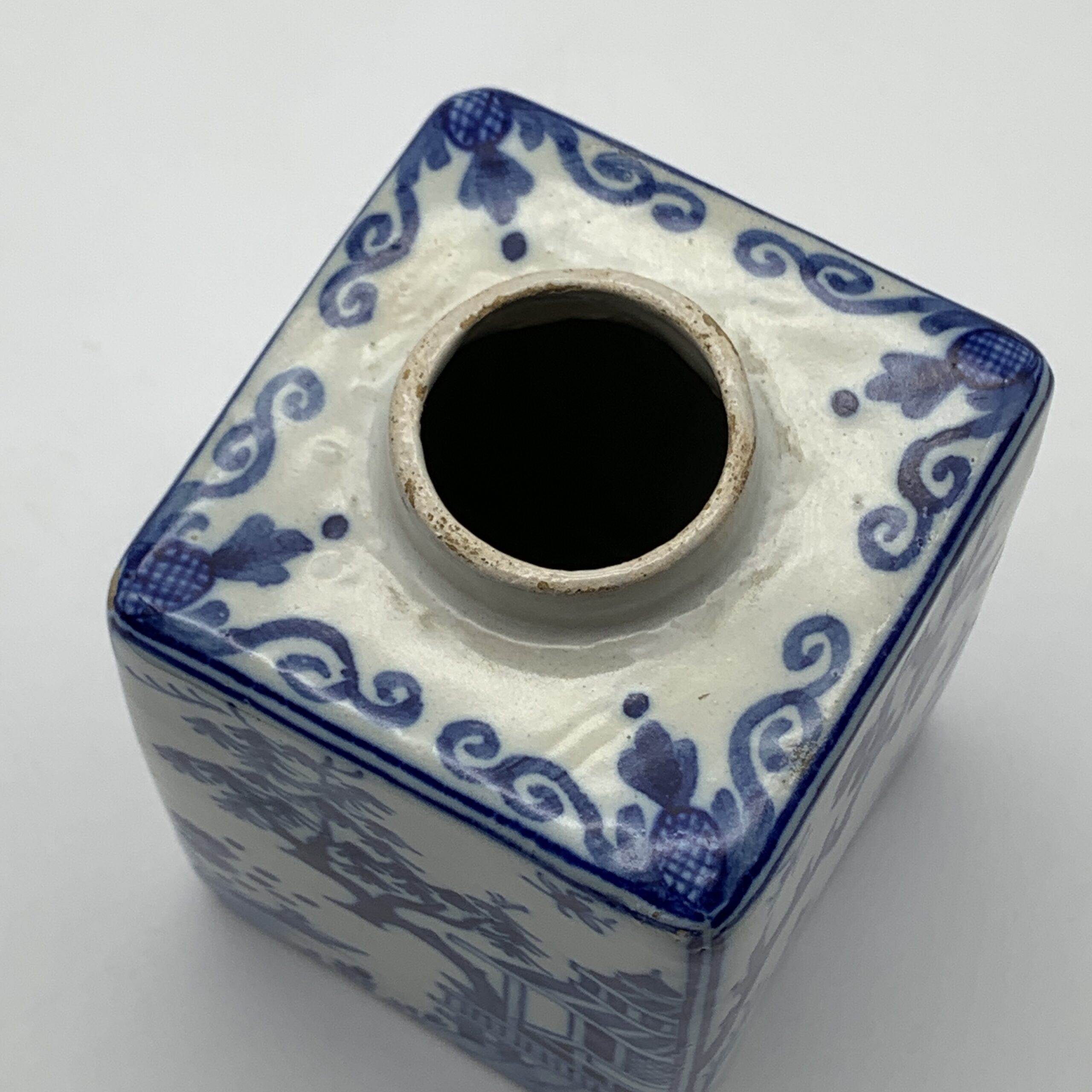 Antique Chinese Blue & White Tea Caddy (Signed) - Image 5