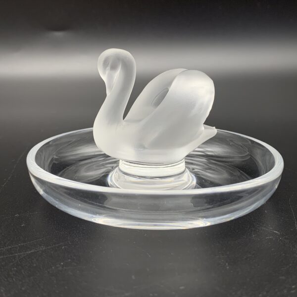 Signed Lalique Crystal ‘Swan’ Trinket Dish/Pin Tray