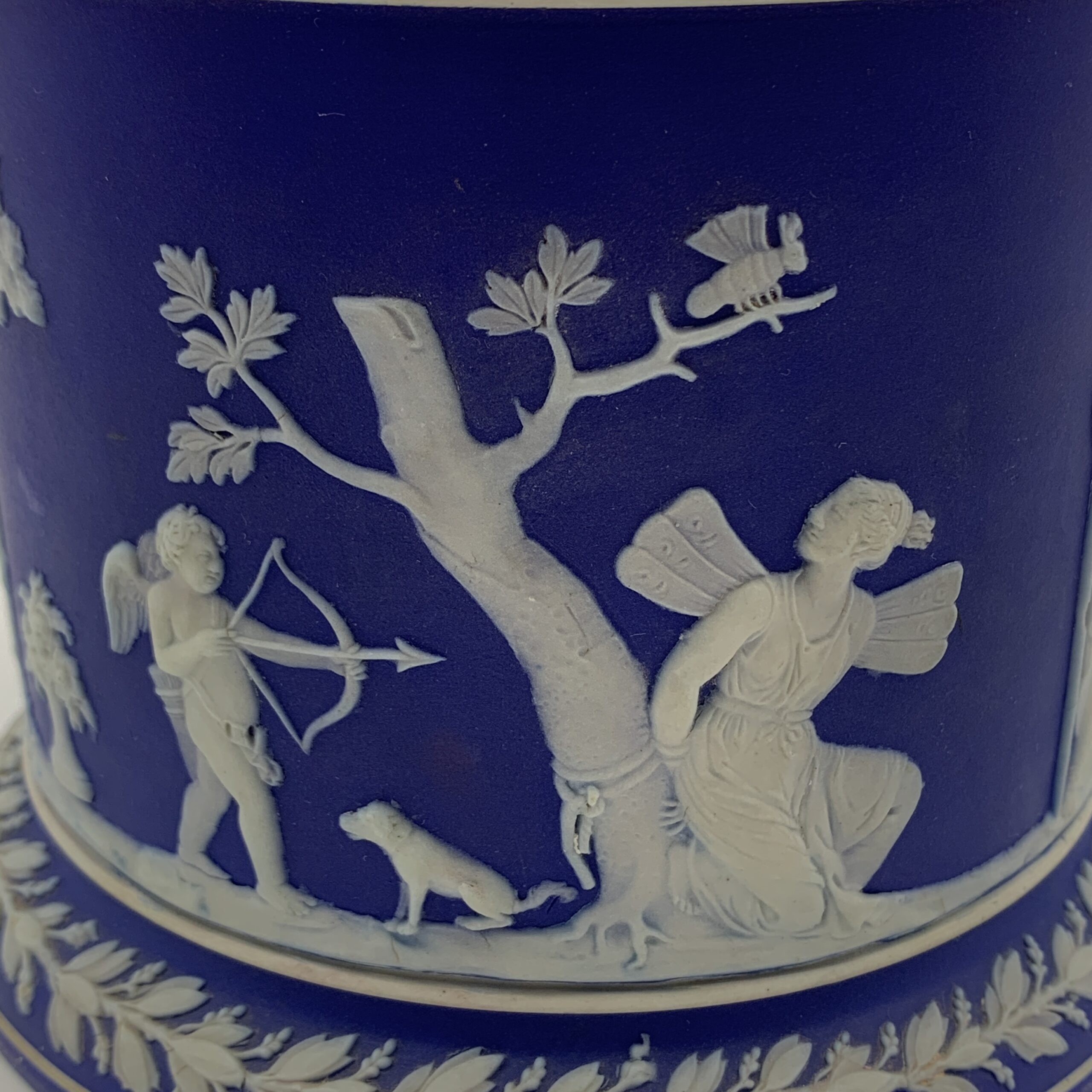 Antique Blue Wedgwood Jasperware Biscuit Barrel - Image 2