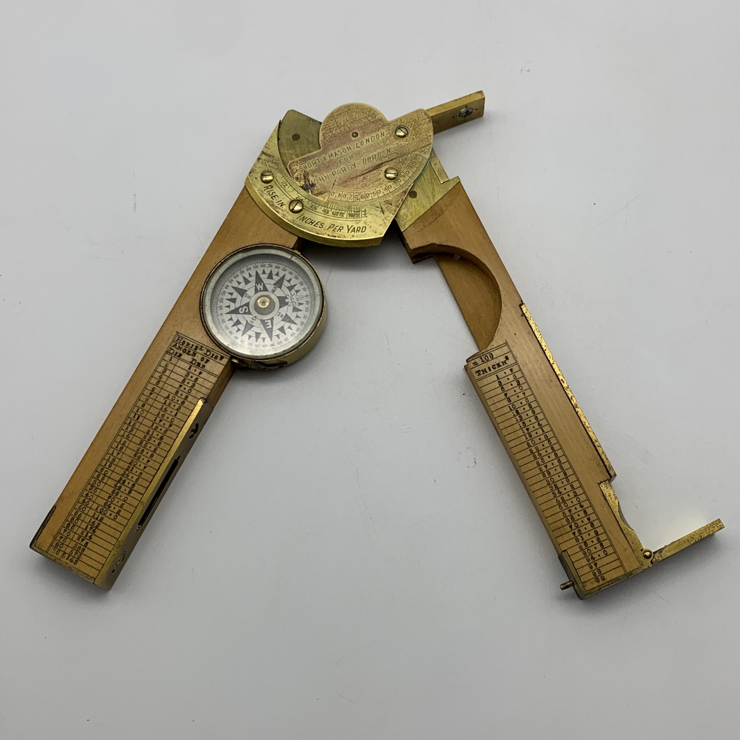 Antique Surveyors Clinometer/Ruler with Compass & Spirit Level - Image 6