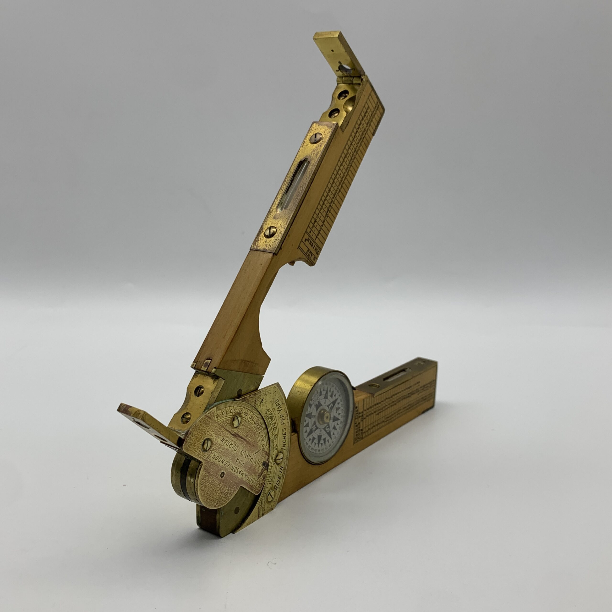 Antique Surveyors Clinometer/Ruler with Compass & Spirit Level - Image 5