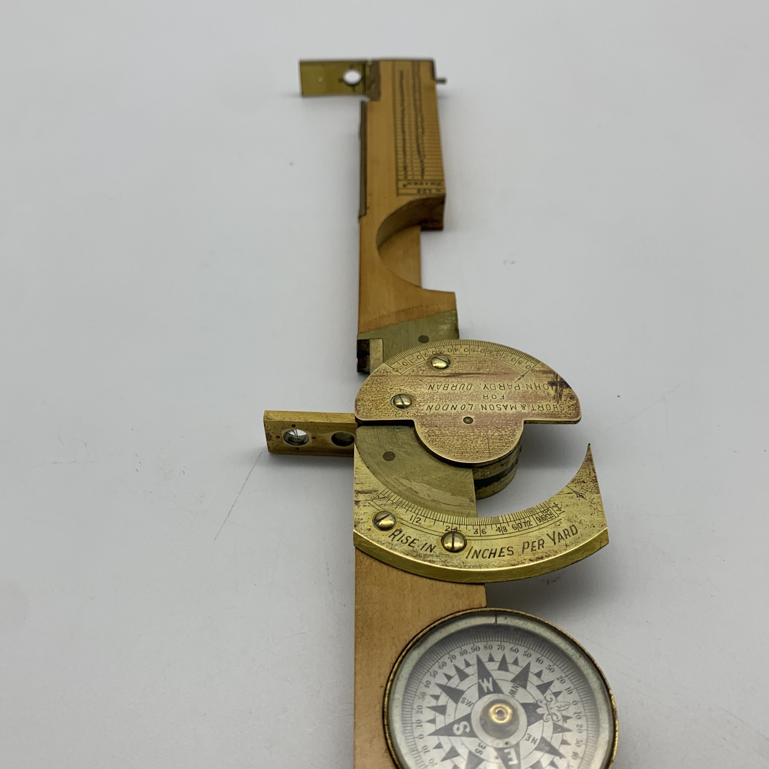 Antique Surveyors Clinometer/Ruler with Compass & Spirit Level - Image 4