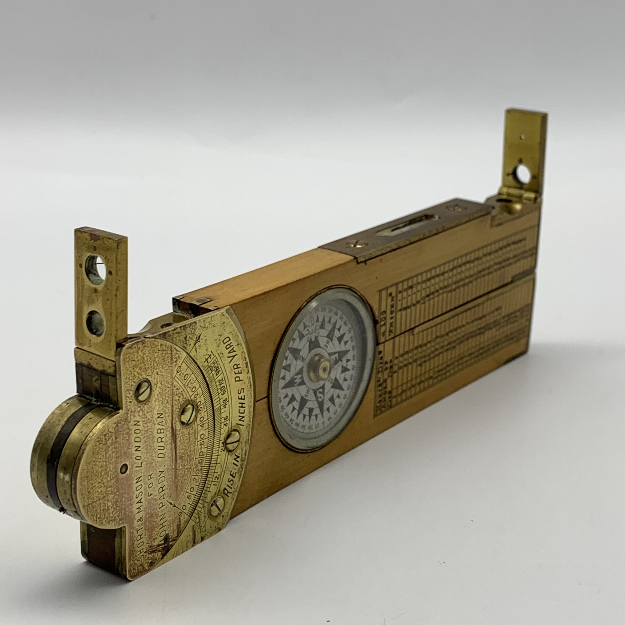 Antique Surveyors Clinometer/Ruler with Compass & Spirit Level - Image 3