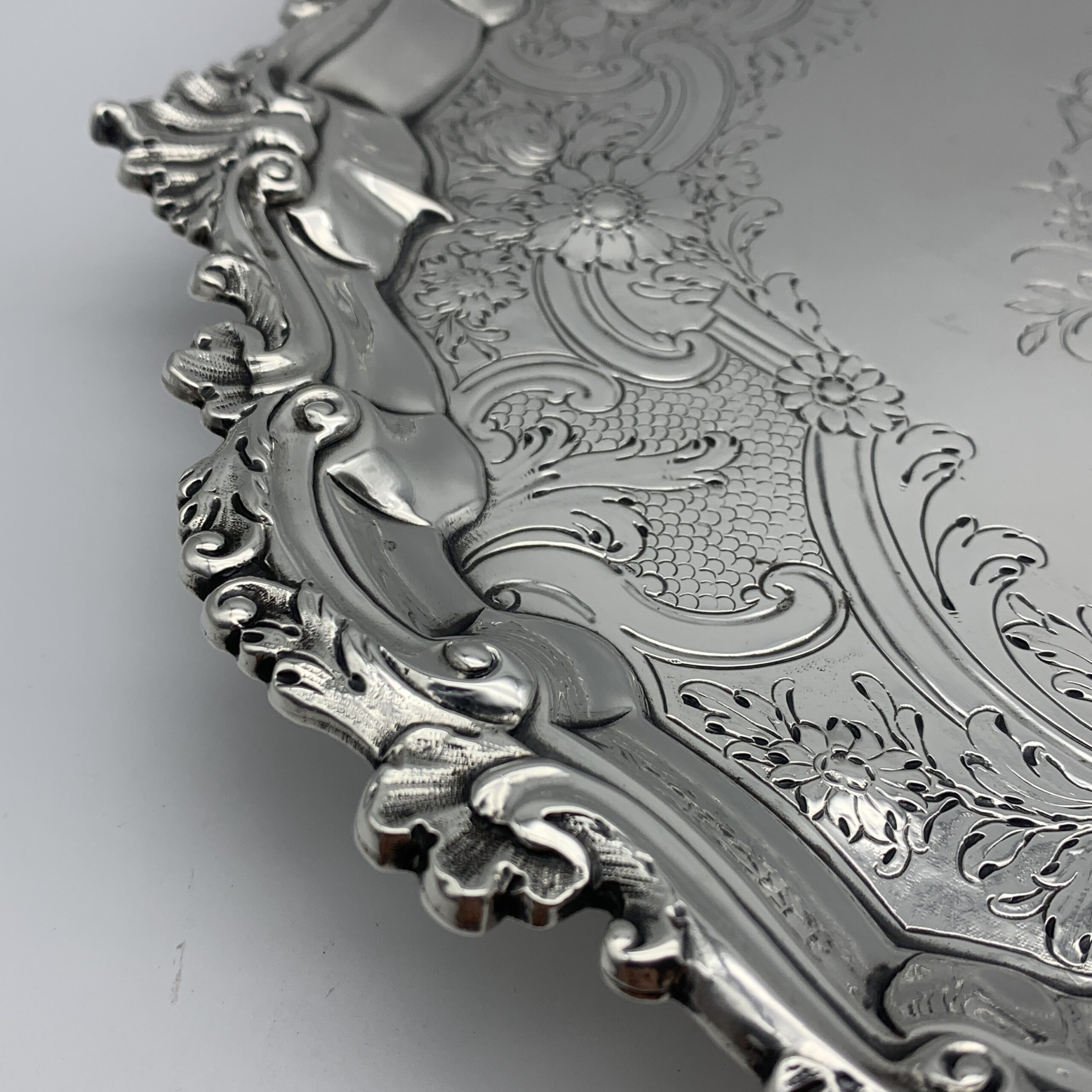 Large Antique Solid Silver ‘George II’ Tray/Salver (1753) - Image 4
