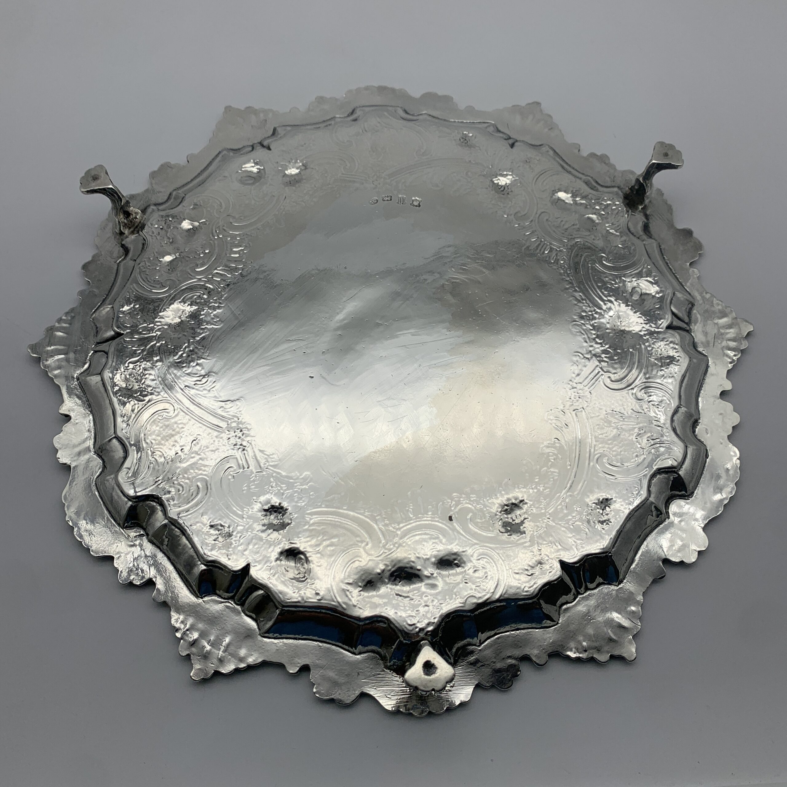 Large Antique Solid Silver ‘George II’ Tray/Salver (1753) - Image 8