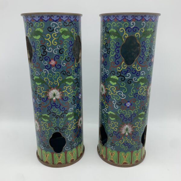 Large Antique Pair of Cloisonne Hat/Wig Stands or Vases