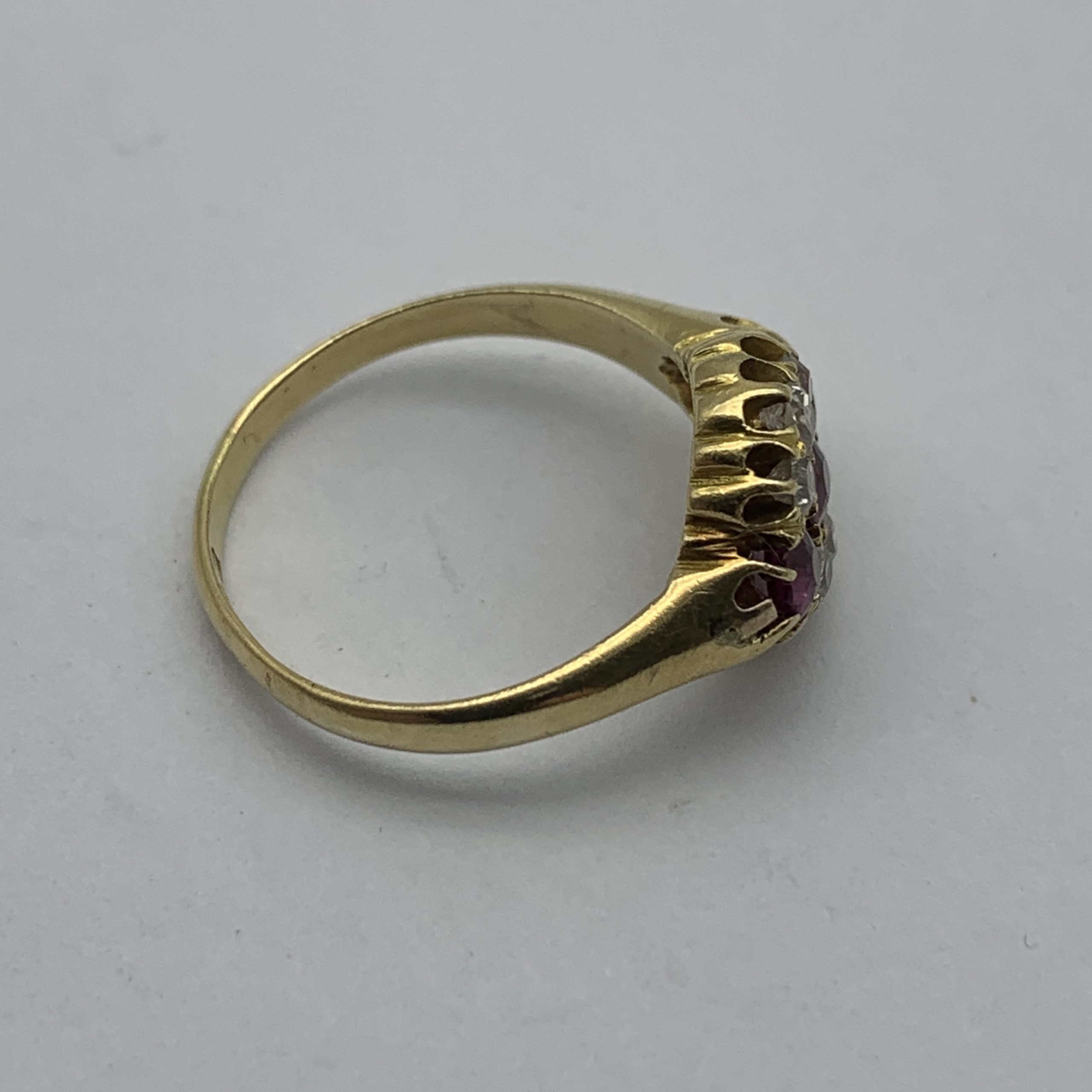 Antique 18ct Gold, Red Sapphire & Diamond Ring (1913) - Image 3