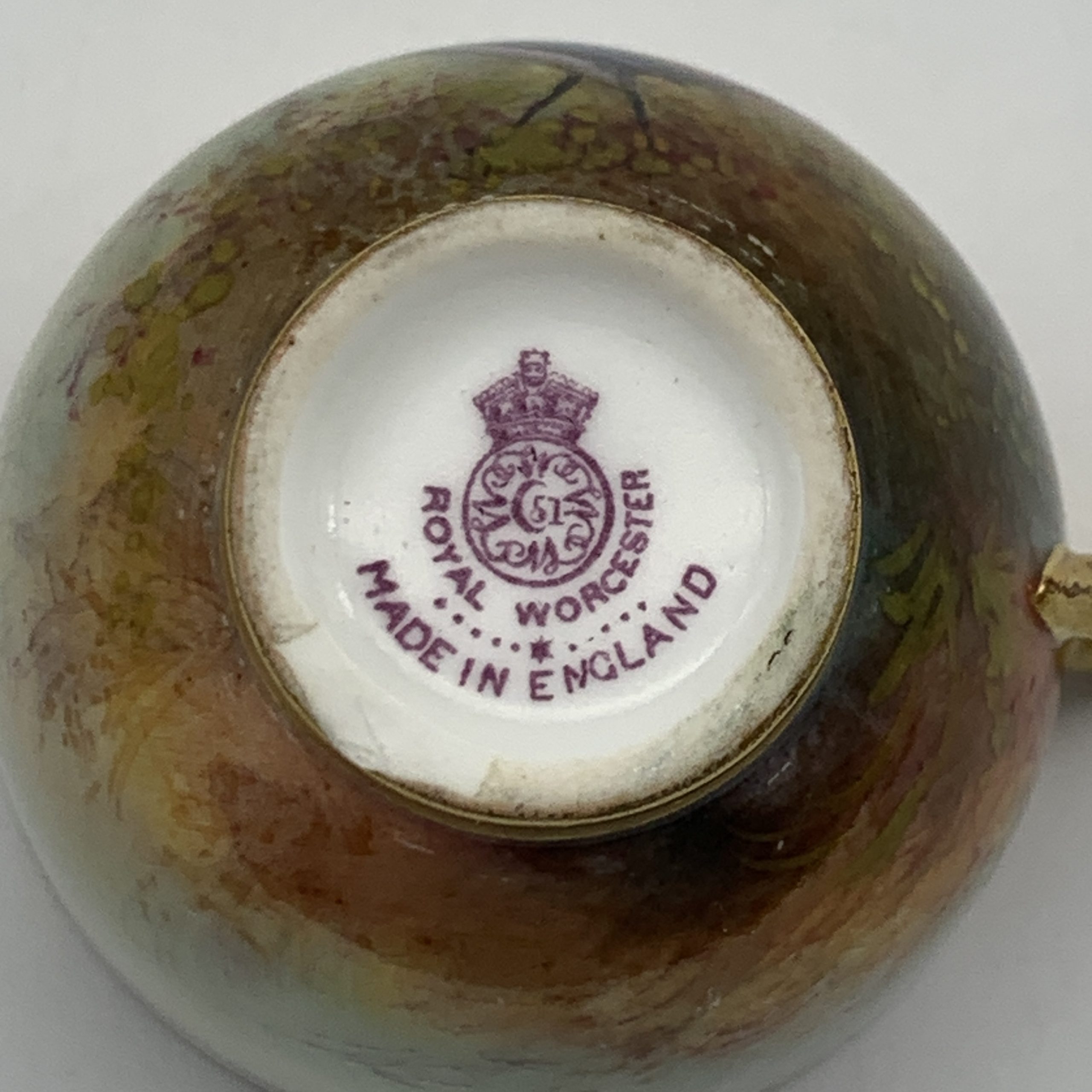 Antique Royal Worcester Cup & Saucer by ‘Walter Sedgley’ (1926) - Image 5