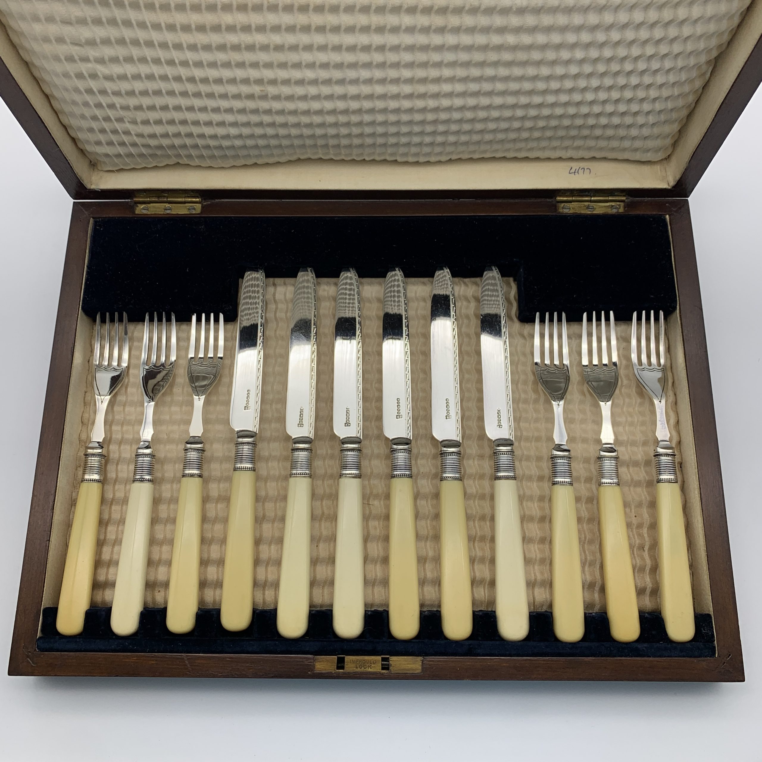 Antique Cased English Dessert/Fruit Knives & Forks Set - Image 2