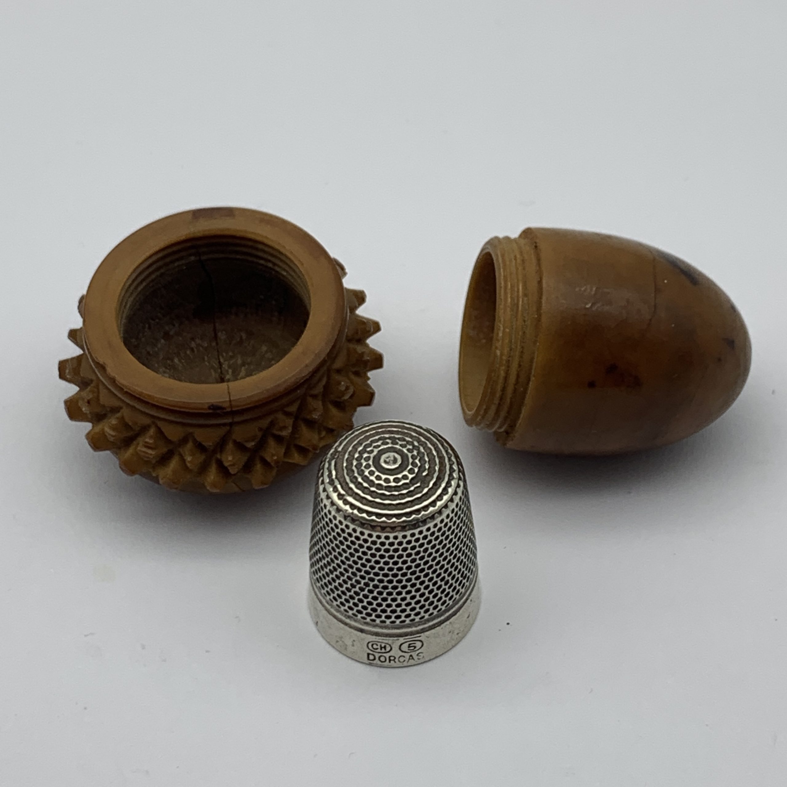 Antique Acorn Thimble Holder & Thimble - Image 3