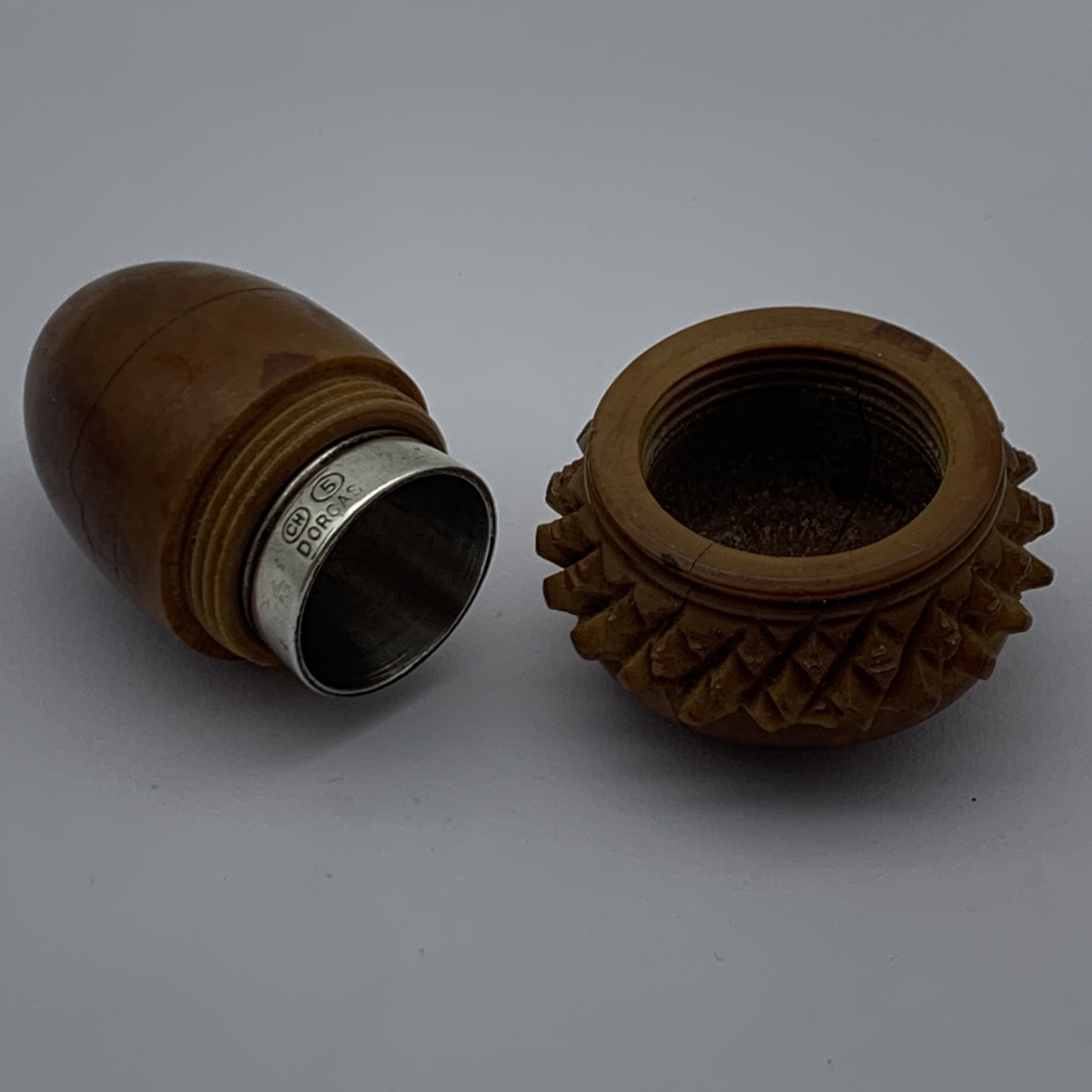 Antique Acorn Thimble Holder & Thimble - Image 2