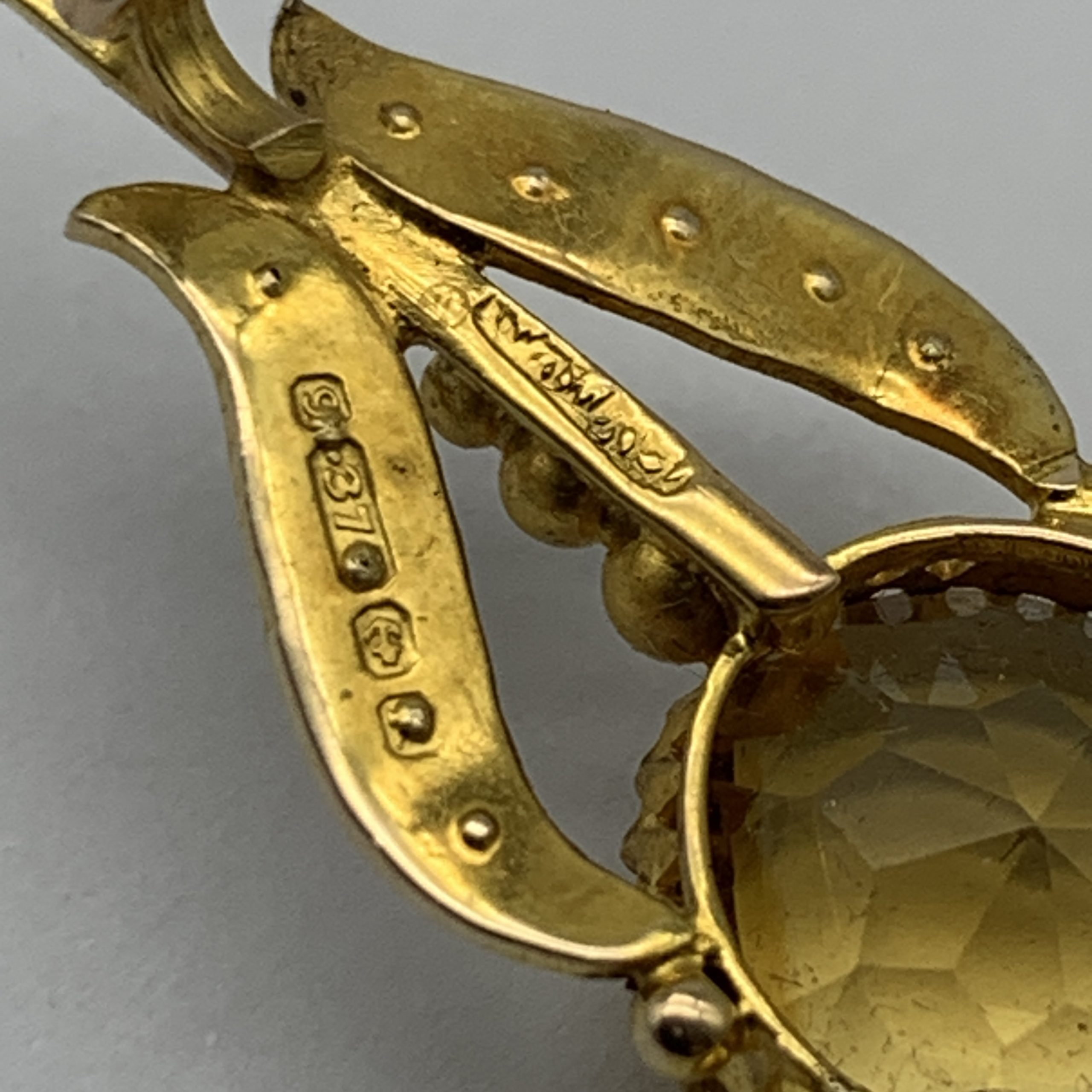 Antique Gold, Citrine & Seed Pearl Brooch - Image 5