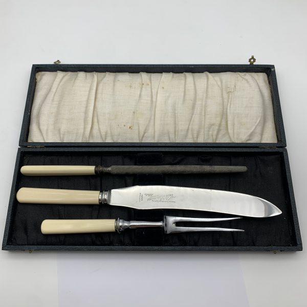 Early British ‘Bone Handled’ Carving Set (Boxed)