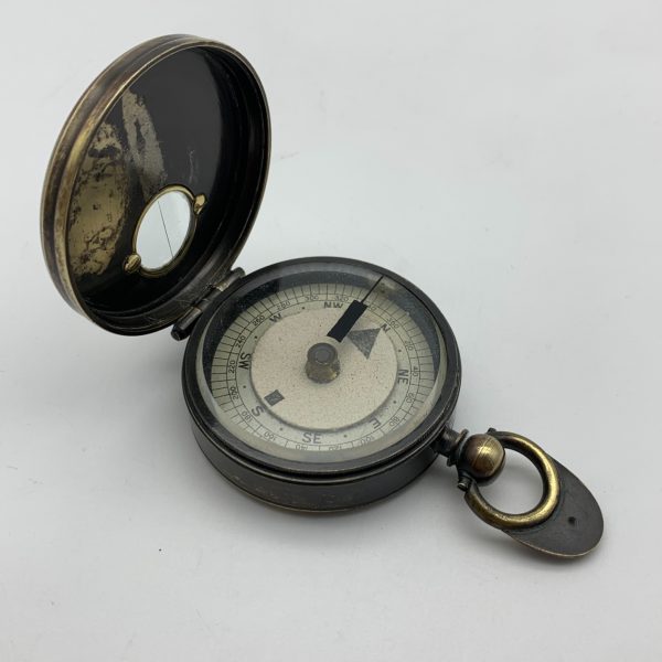 Unusual Antique Brass Cased Compass