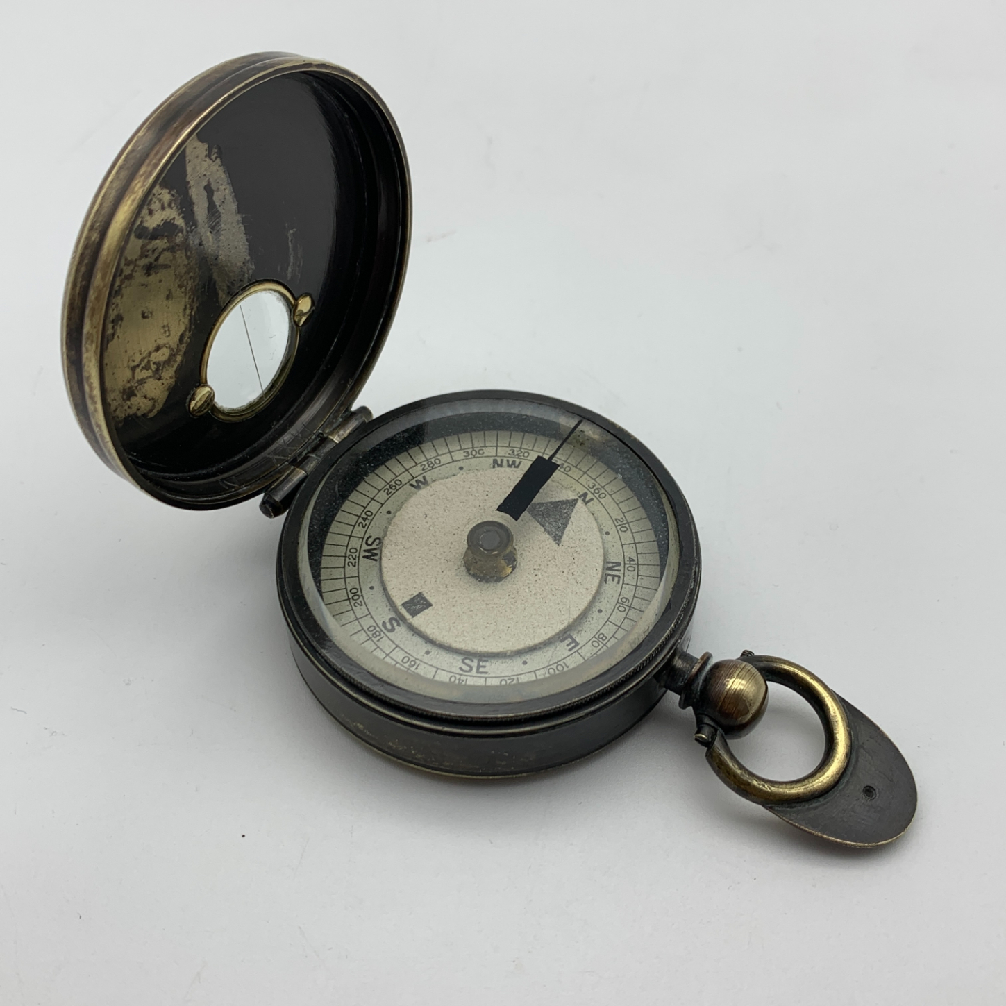 Unusual Antique Brass Cased Compass