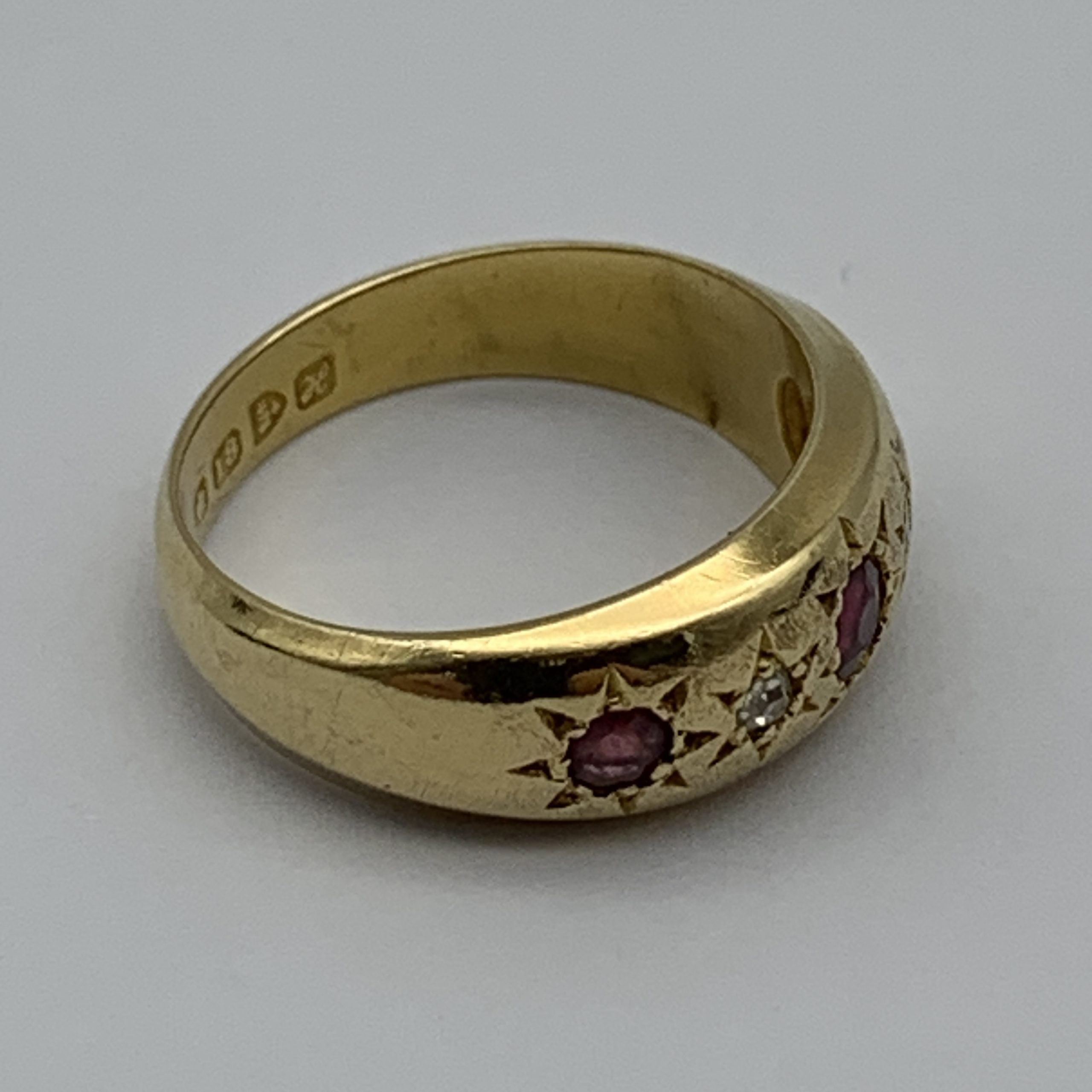 Antique 18ct Gold, Diamond & Ruby Gypsy Ring (1908) - Image 5