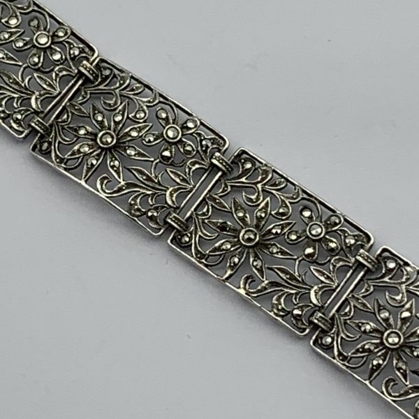 Vintage Sterling Silver & Marcasite Bracelet