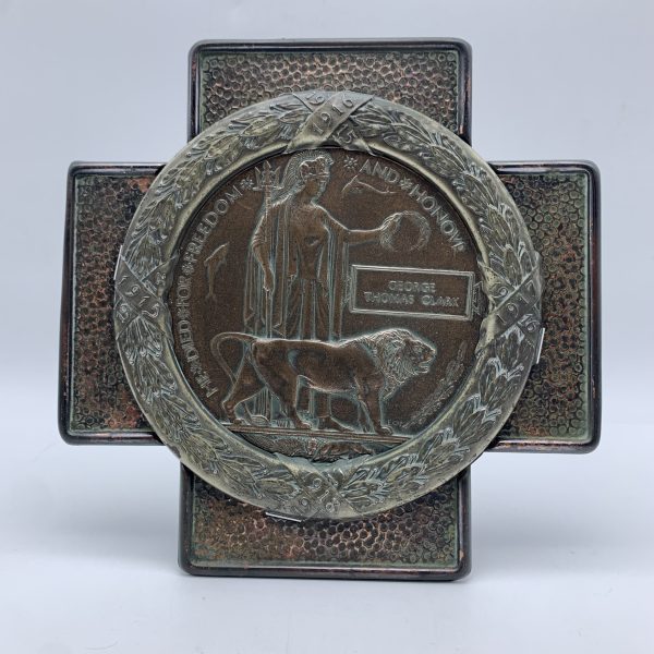 WW1 ‘K.I.A’ Memorial Death Plaque & Frame (George Thomas Clark)