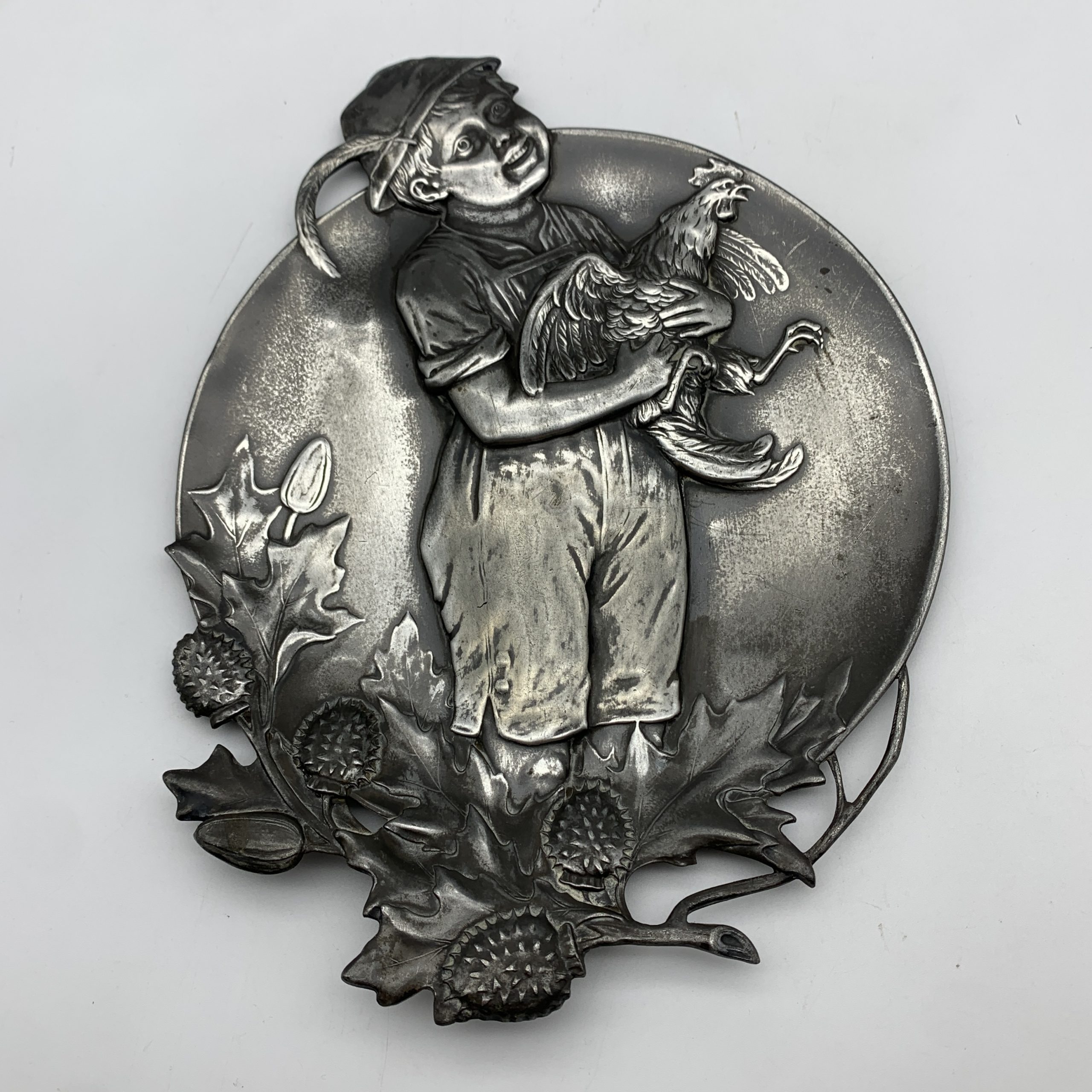 Silver-Plated Pewter,Art Nouveau ‘WMF’ Wall Plaque (C1905)