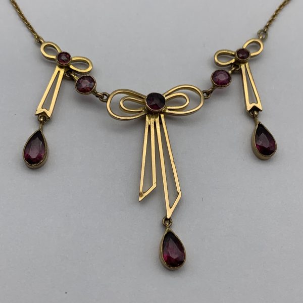 Antique 9ct Gold & Garnet Necklace