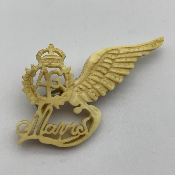 WW2 Trench Art Sweetheart Bone Brooch (R.A.F)