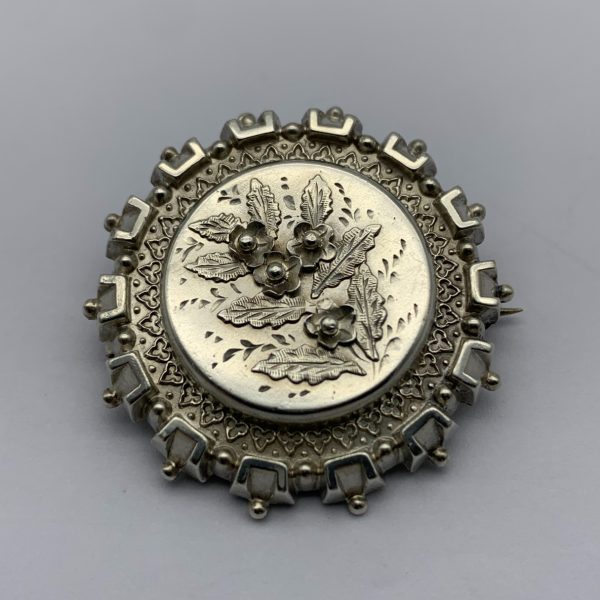 Victorian Silver Locket Brooch (1883)