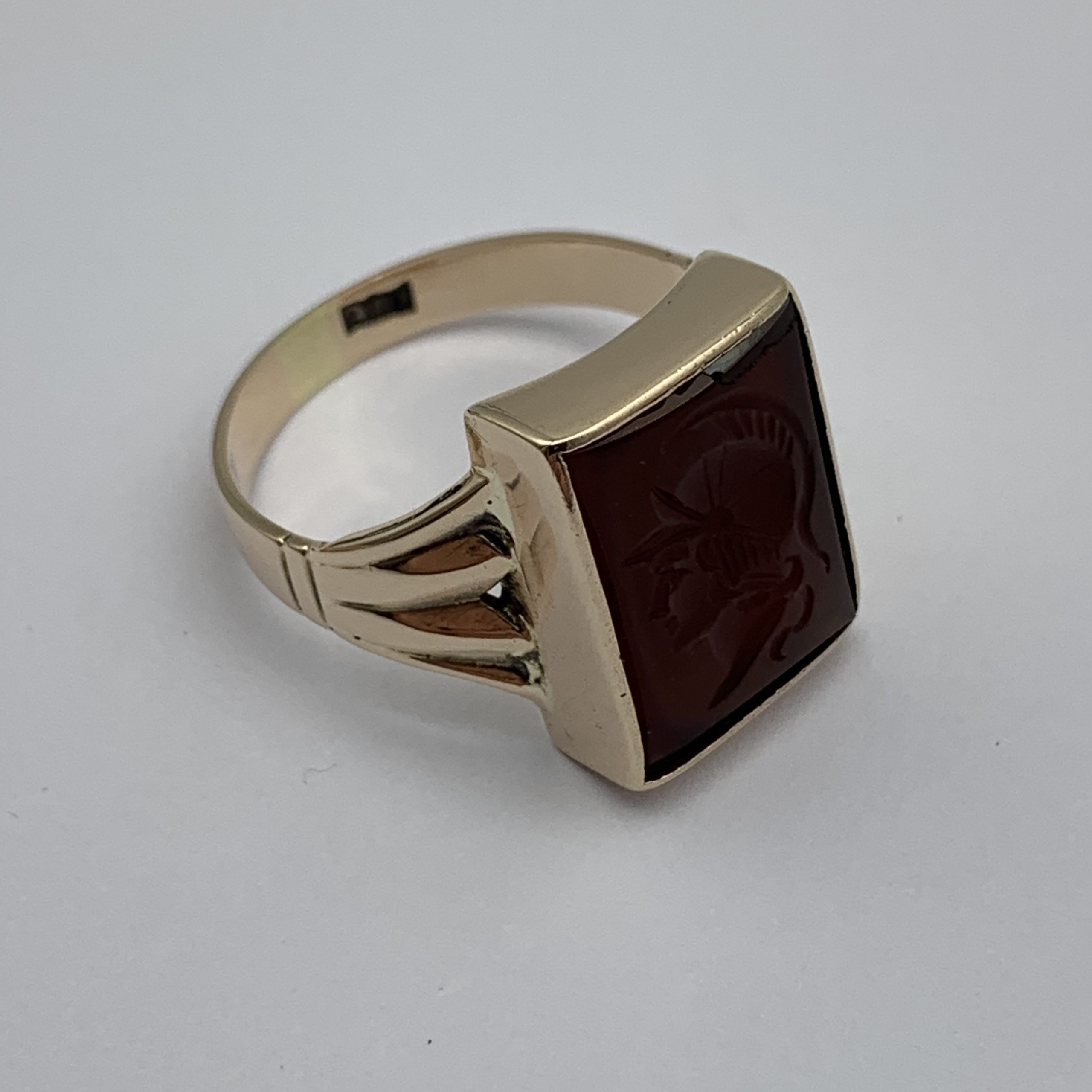 Antique 9ct Gold Carnelian ‘Intaglio’ Gents Seal Ring - Image 2