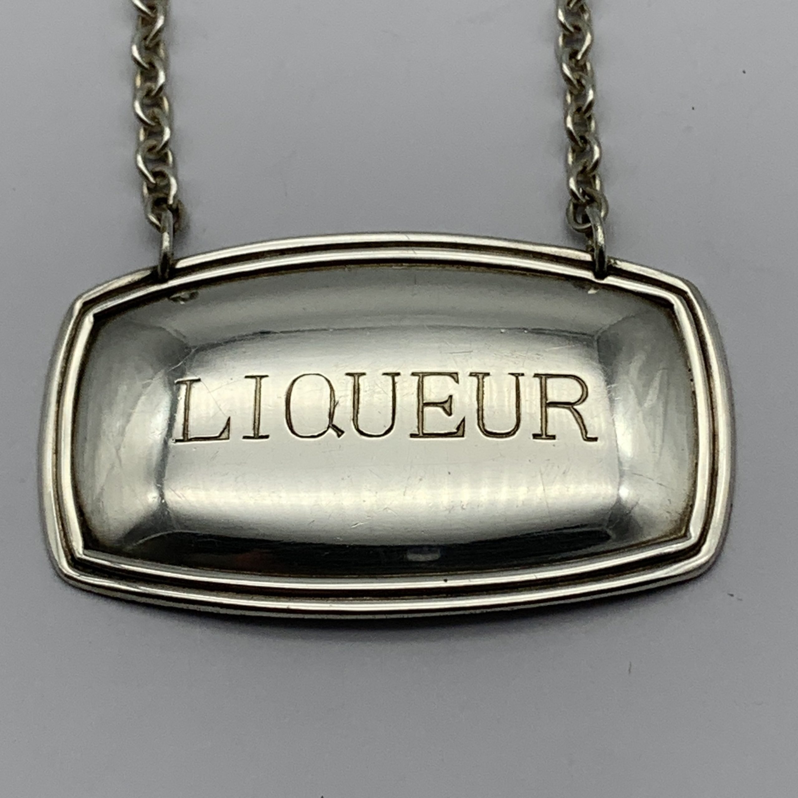 Vintage Silver-Plated ‘LIQUEUR’ Decanter Label - Image 2