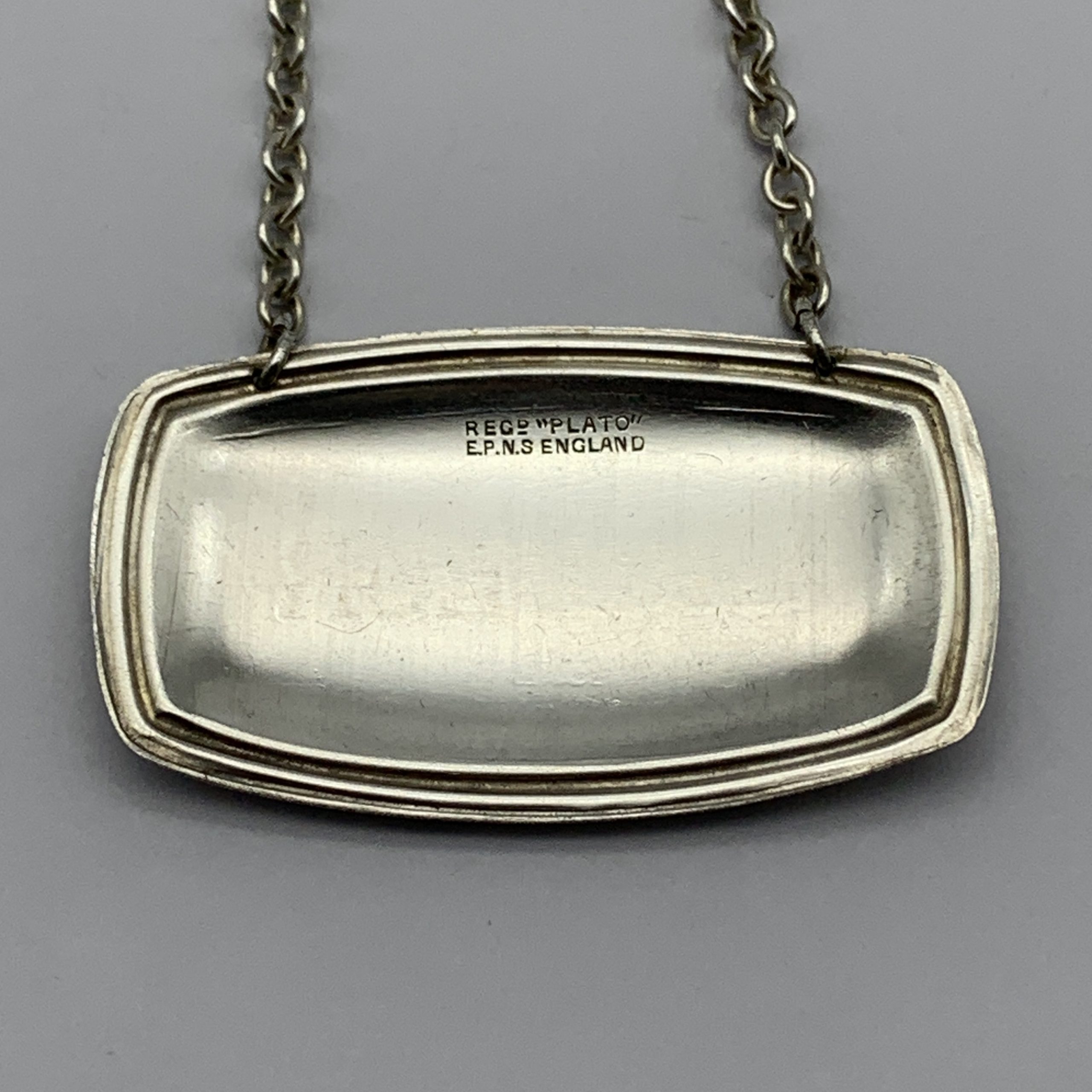 Vintage Silver-Plated ‘LIQUEUR’ Decanter Label - Image 3