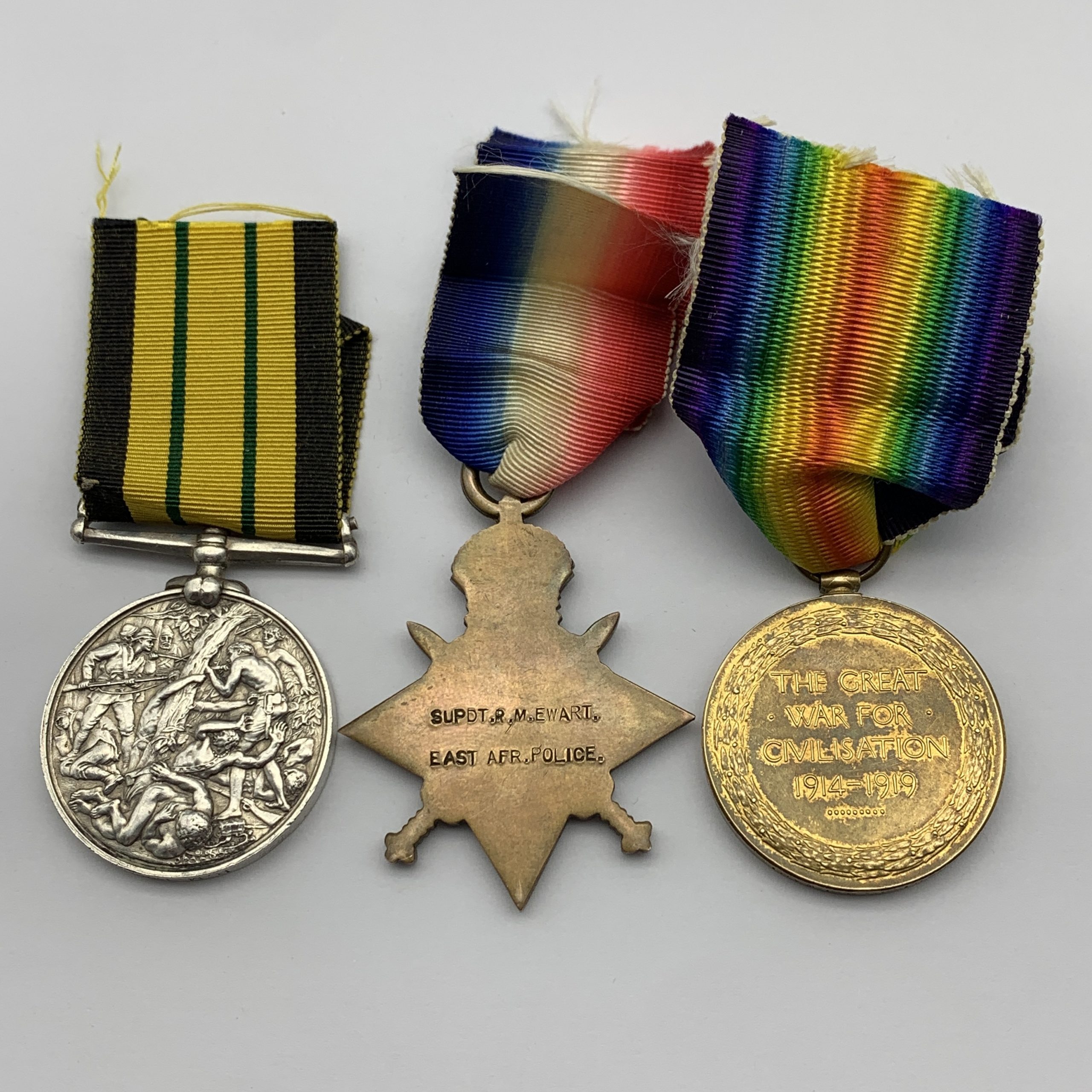 1892 East & West Africa (M’ Wele) & WW1 Medal Pair ‘SUPDT. R.M. Ewart’ (E. Africa Police) - Image 7