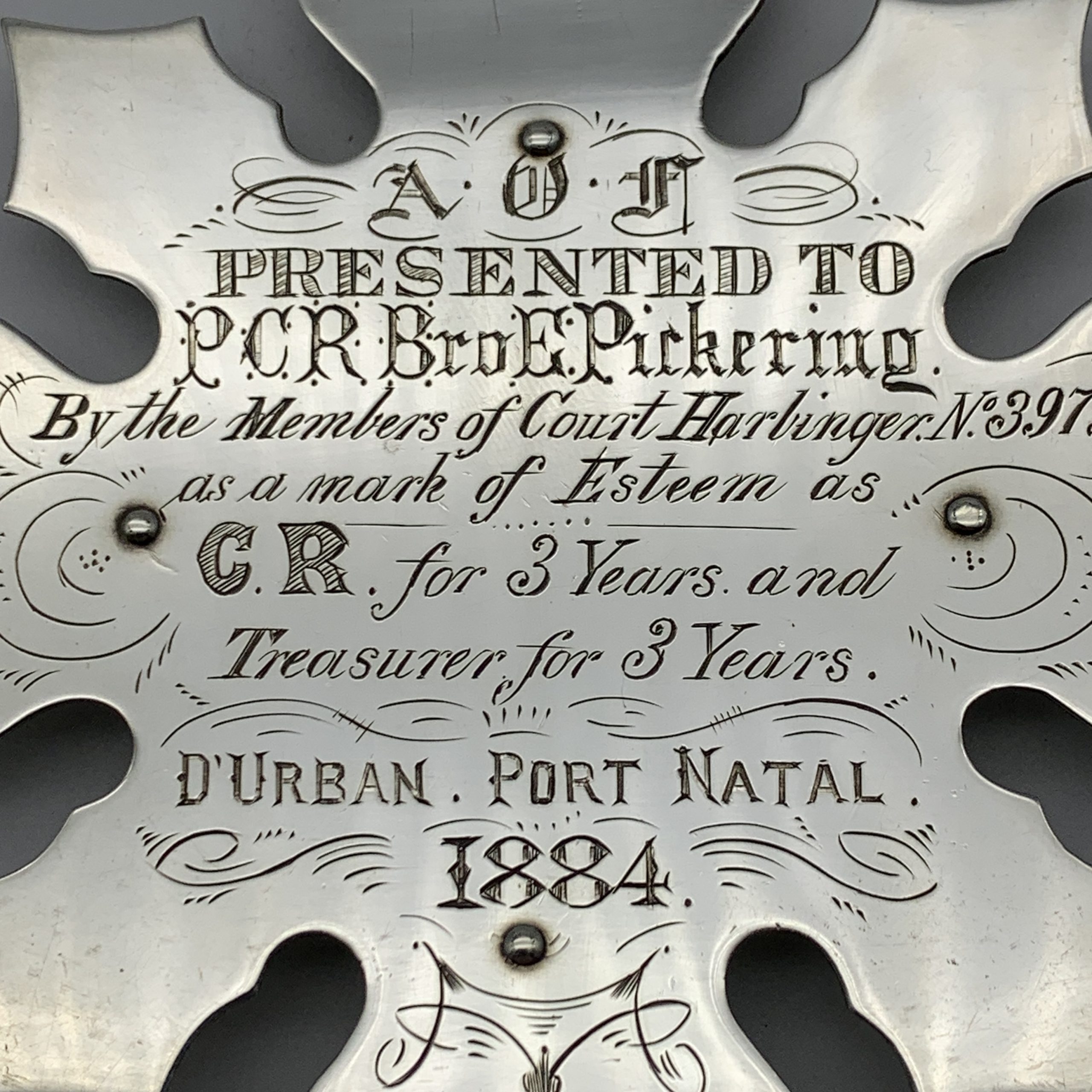 Rare Silver ‘Ancient Order of Foresters’ Medal (E. Pickering – Port Natal 1884) - Image 9