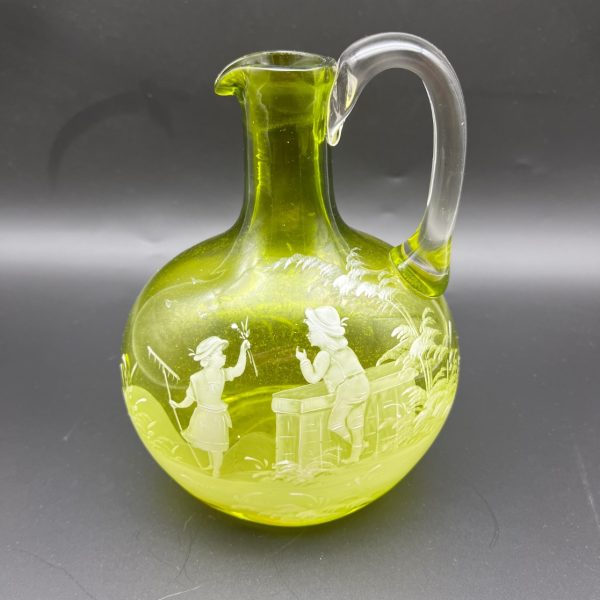 Antique Enamelled ‘Mary Gregory’ Glass Flagon