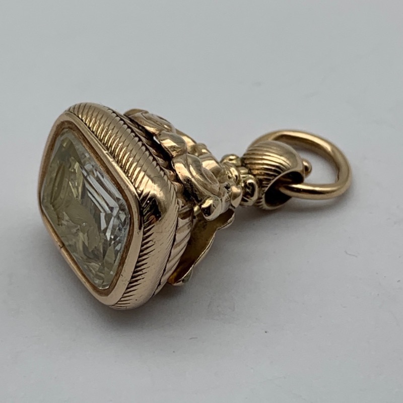 Victorian 9ct Gold Citrine ‘Intaglio’ Fob/Seal Pendant